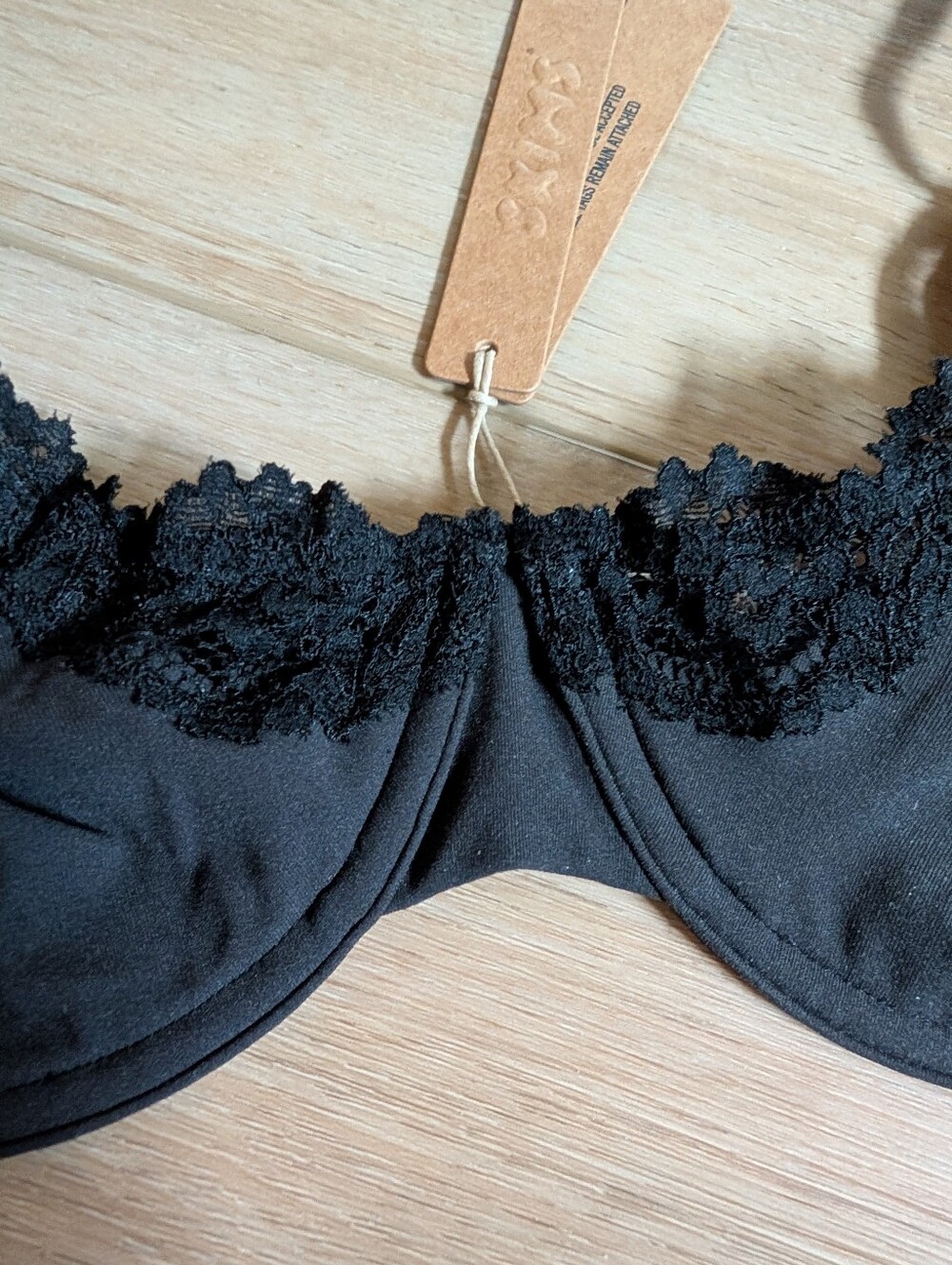 NWT Skims Black Lace-Trim Unlined Demi Bra - Picture 3 of 8